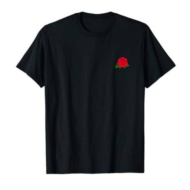 Kaos oblong hitam Red rose mawar merah kaos Distro Rose kualitas bordir