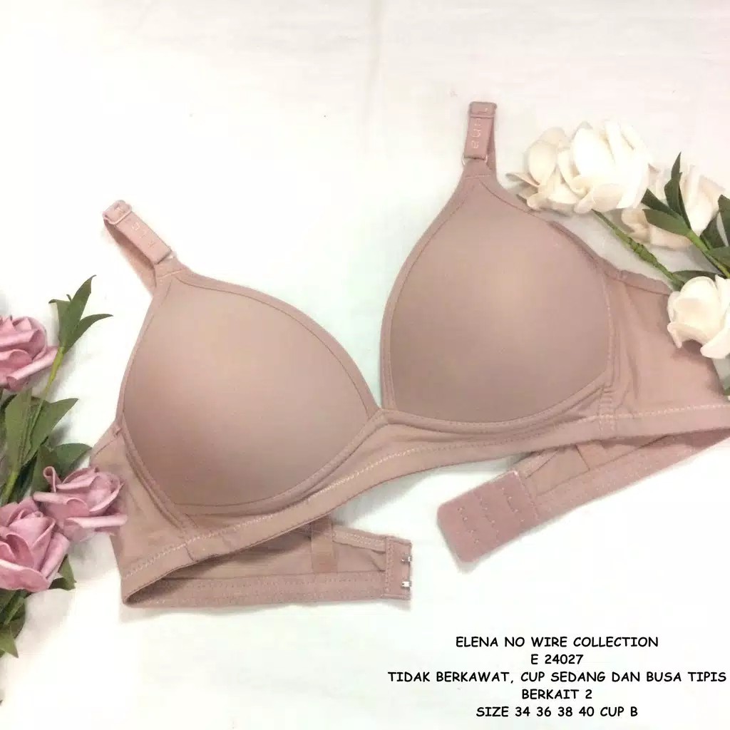 BH Basic Deep V Tanpa Kawat &amp; Busa Tipis Elena 24027B / Bra Seksi Deep V Cup B Medium Elena 24027 B