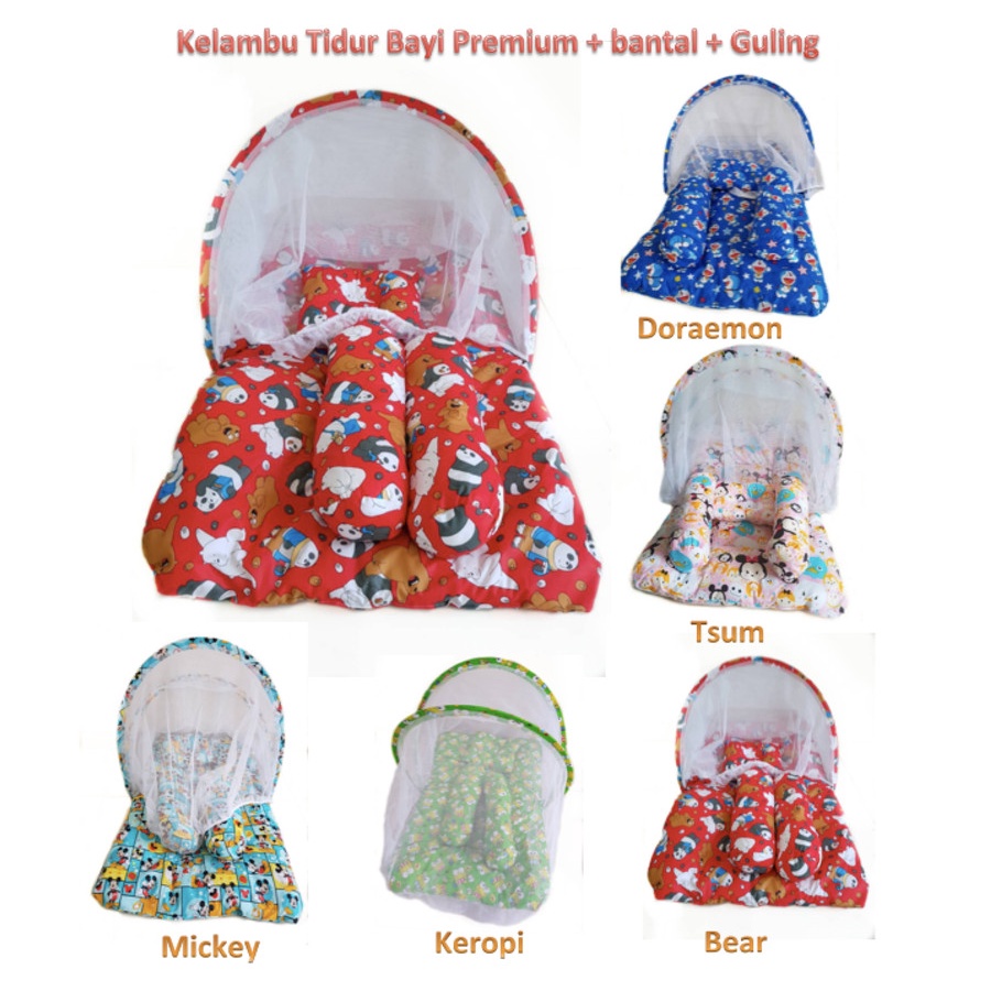 KL01 Kasur Lipat Bayi Kelambu BOBO | Kasur Bantal Guling Motif