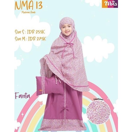 MUKENA ANAK PEREMPUAN NIBRAS NMA 013 S & M FLOWERS WARNA FANTA NAVY