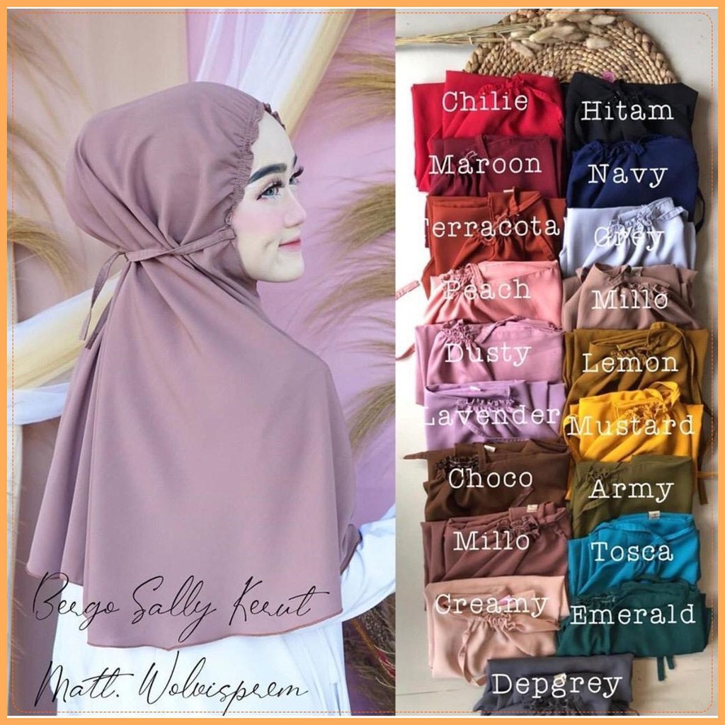 BERGO MARYAM KERUT TALI HIJAB JILBAB INSTANT