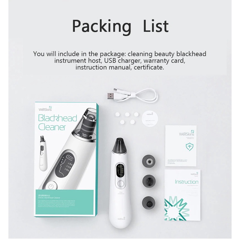 Alat Pembersih Jerawat  Komedo Wajah Electric Vacuum Rechargeable - WX-HT100 - WellSkins