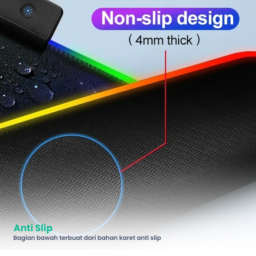 Mouse Pad Gaming RGB Besar Alas Anti Slip LED Light