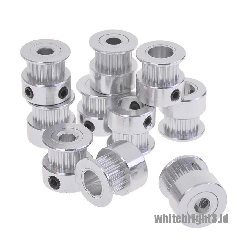 &lt; White3 &gt; 5Pcs gt2 timing pulley 20t 5 / 6.35 / 8mm Untuk Sabuk 6mm 3d