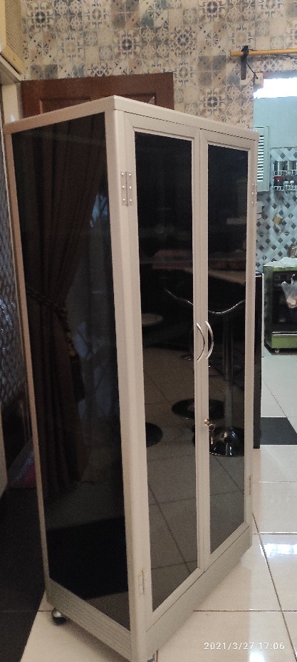 136 Lemari Kaca Etalase 65x40x150 Cm, 5 Susun Full Kaca Riben 5 Mili Rak Serbaguna