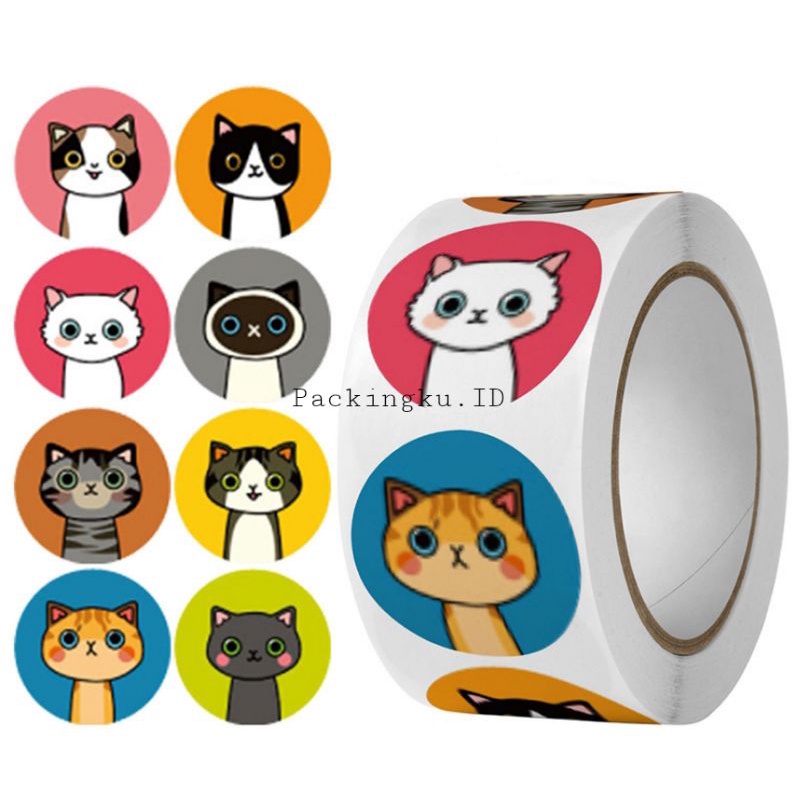 [Kecil 2.5cm] Sticker Label Thank You | Segel Roll 500 pc-cats