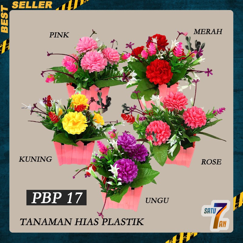 Satu7an PBP17 - PBP20 Tanaman Hias Plastik Pot Bunga Mini Artificial Flowers & Plants-1