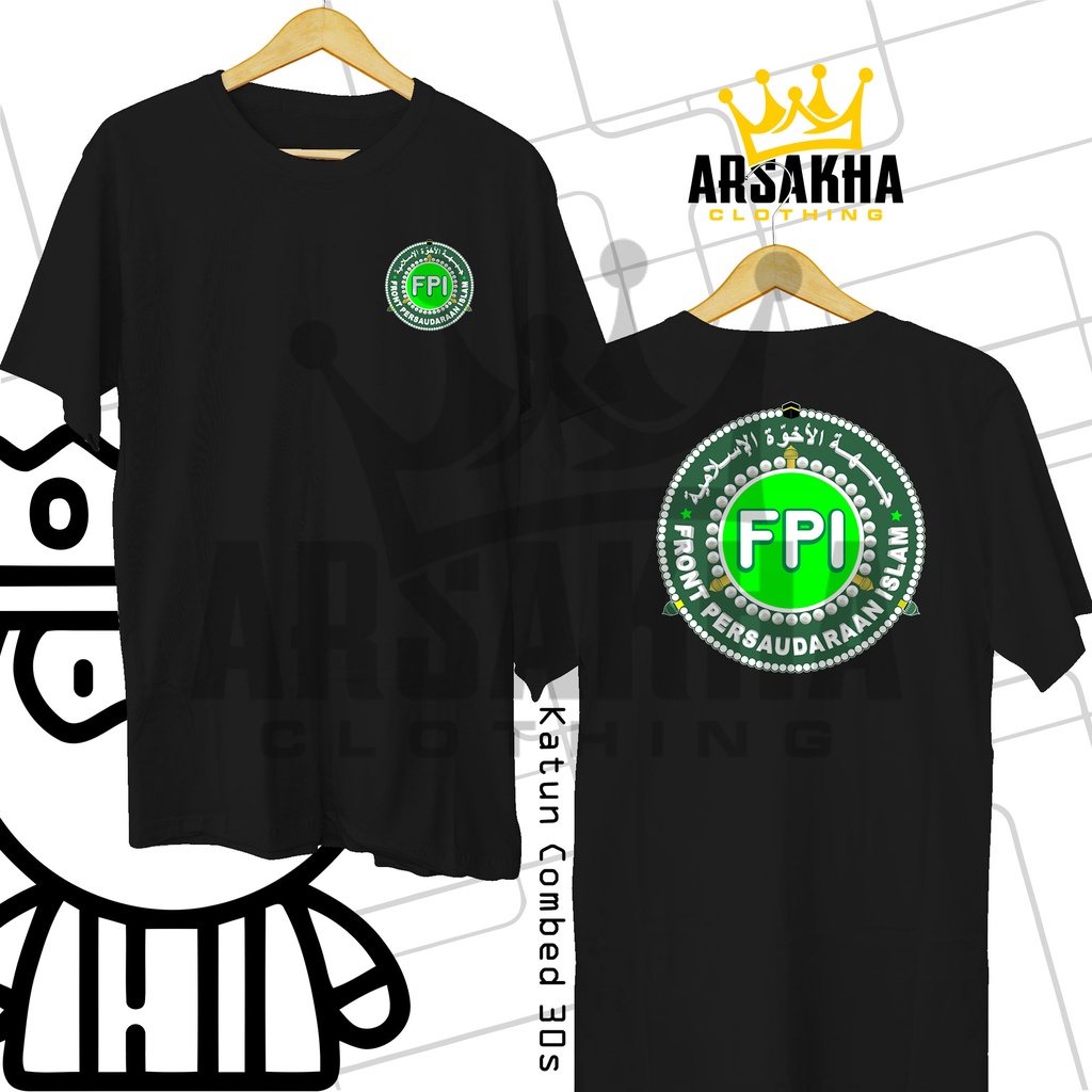 Kaos FPI Front Persaudaraan Islam Baru V2  Baju Distro Katun Combed 30s by Arsakha Clothing