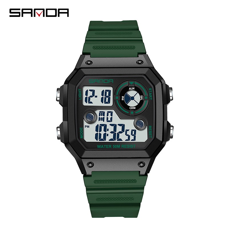 SANDA 418 Jam Tangan Pria Digital Tali Rubber Chronograph Anti Air WATCHKITE WKOS