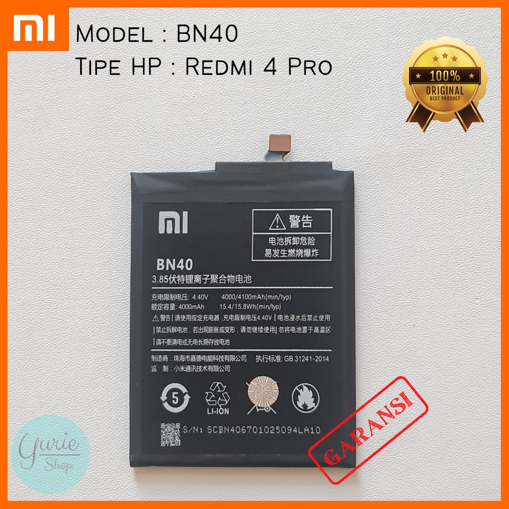 BATERAI BATTERY BATRE XIAOMI REDMI 4 PRO PRIME BN40 ORIGINAL