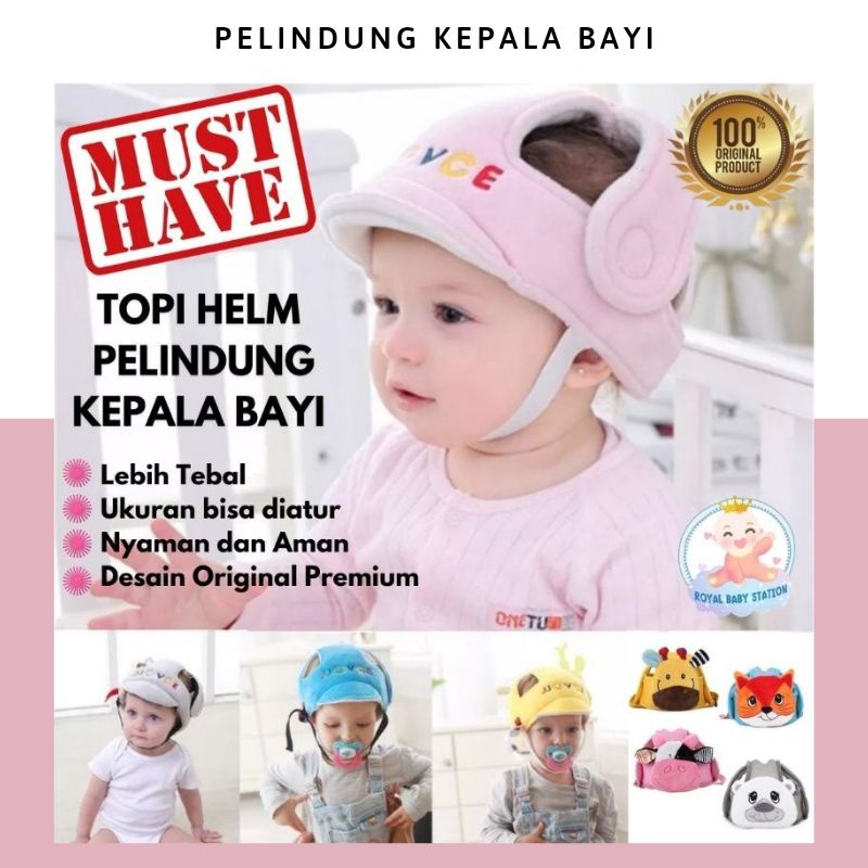 Topi Helm bayi pelindung kepala bayi belajar jalan bisa diatur tebal empuk Original