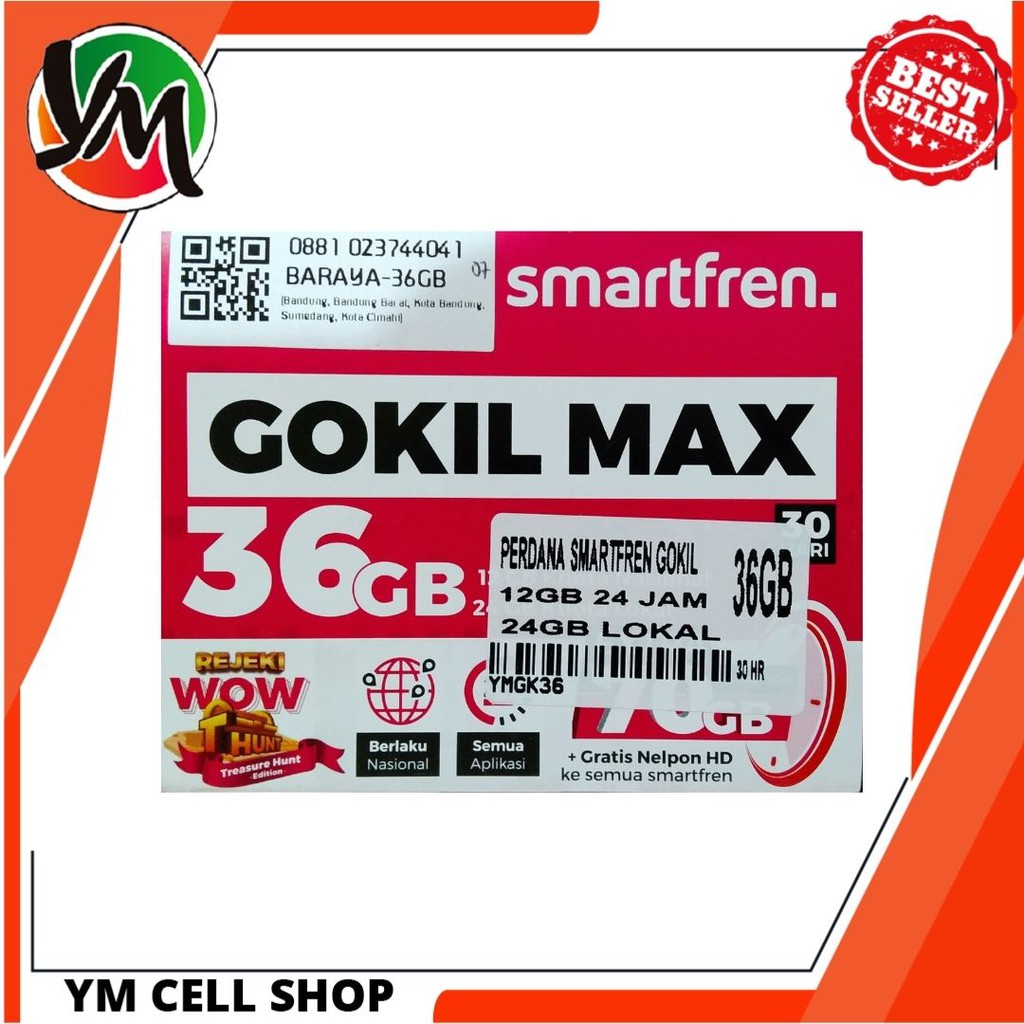 KARTU PERDANA KUOTA INTERNET SMARTFREN GOKIL MAX 36GB