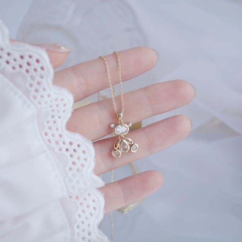 Kalung Liontin Zircon - Beruang bergerak 14k