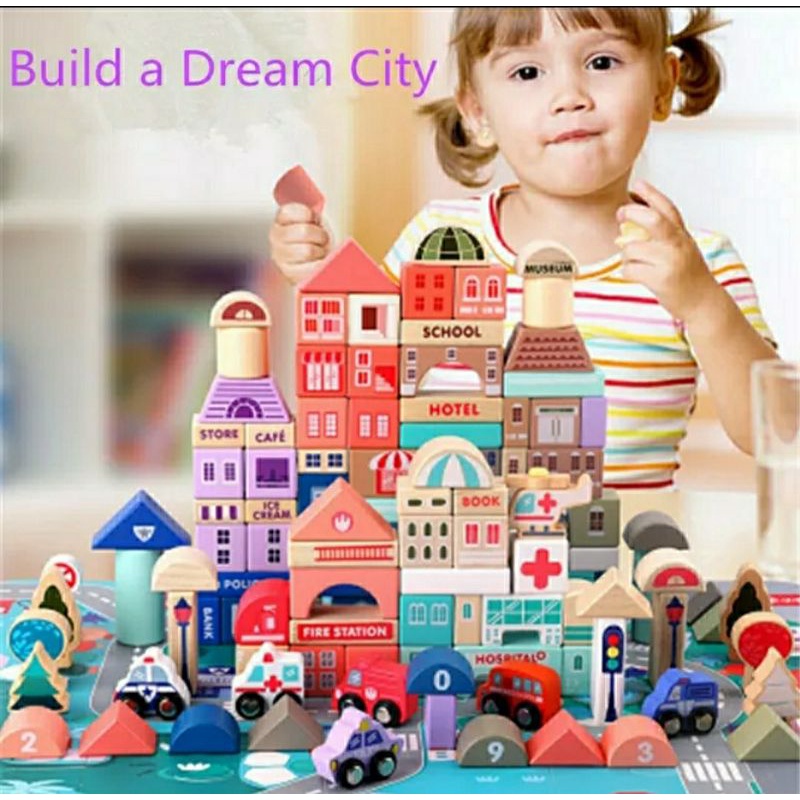 City Building Block 115 Wooden Pieces