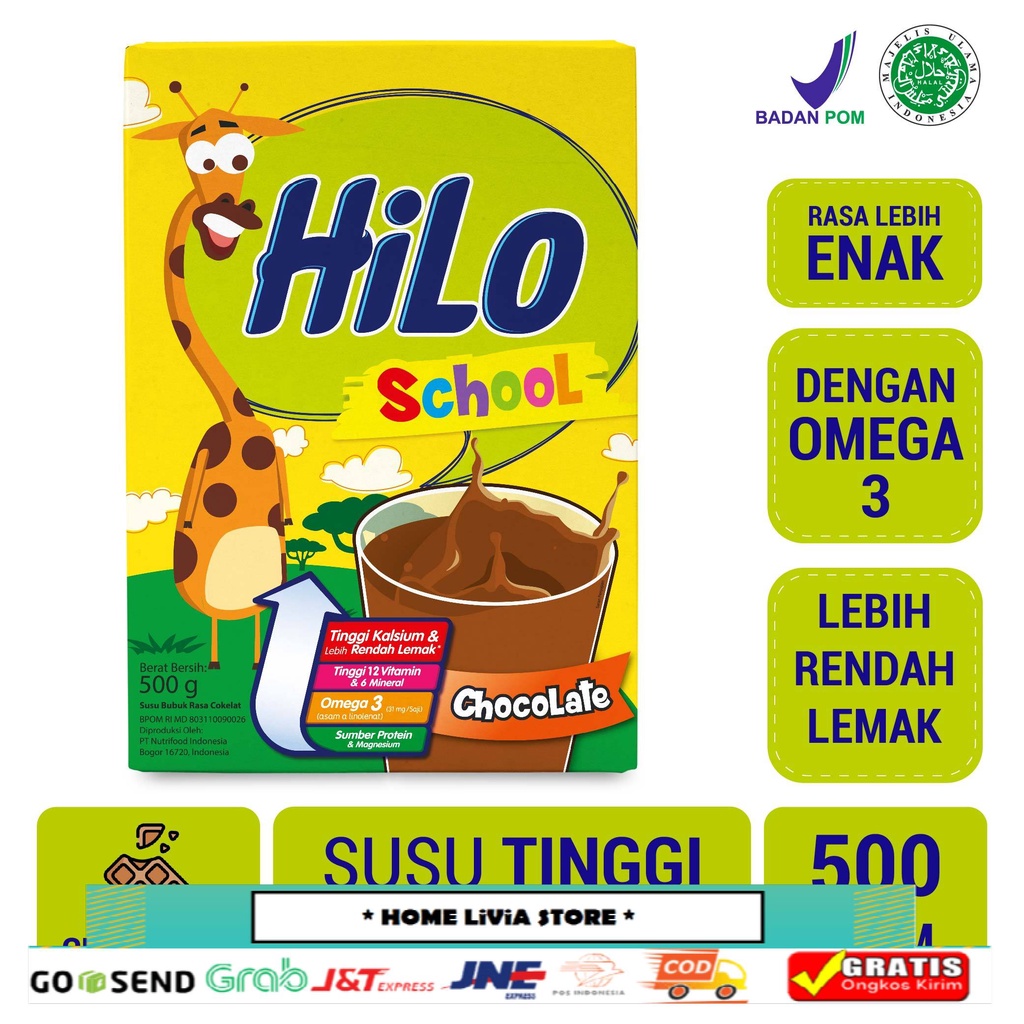 

HiLo School Susu Tinggi Kalsium Rendah Lemak Rasa Cokelat 500 gr