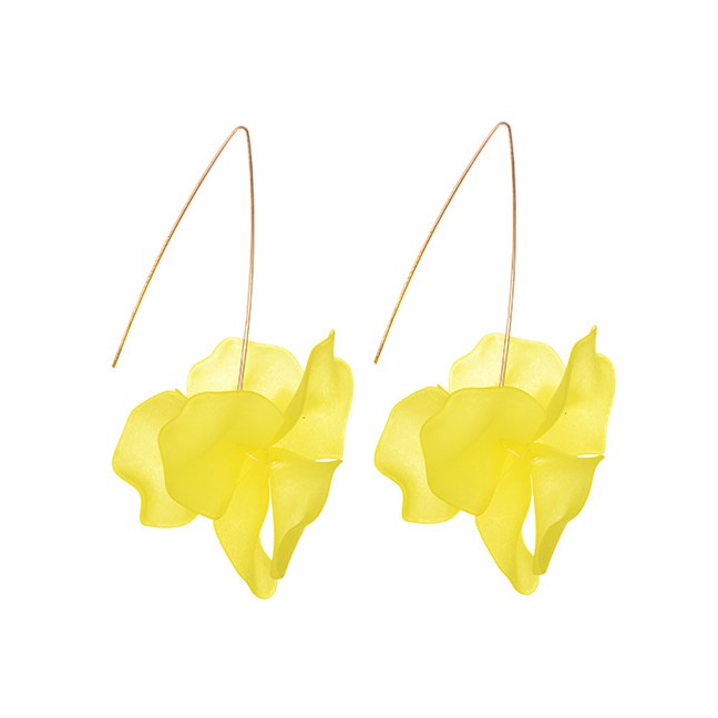 LRC Anting Tusuk Fashion Wine Alloy Resin Flower Earrings F4391X