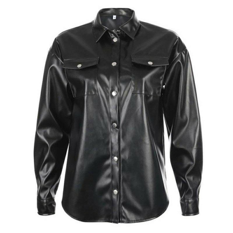 Leather Wear Outerwear Cowok/Cewek Kemeja Kulit Sintetis