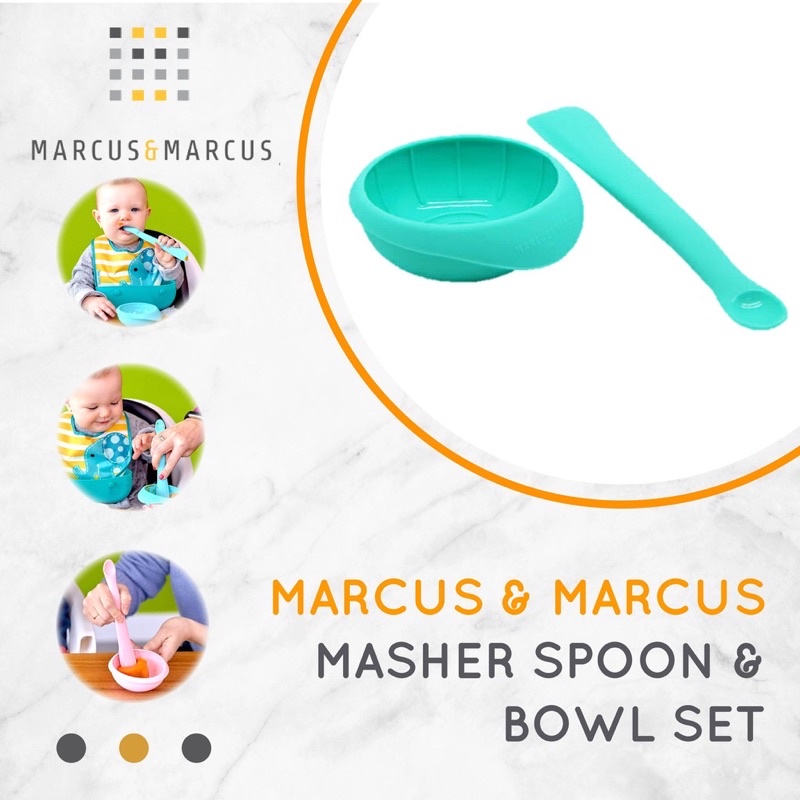 MARCUS &amp; MARCUS MASHER WITH SOFT SPOON &amp; BOWL SET