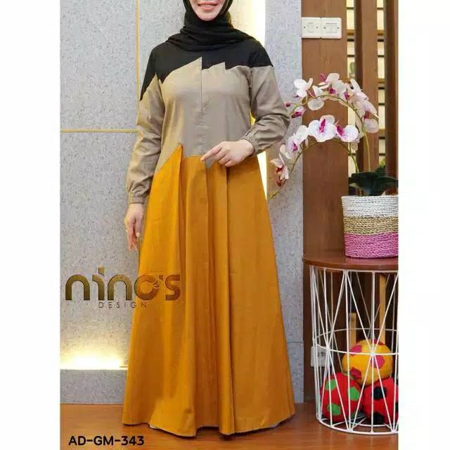Ninos dress casual warna mustard