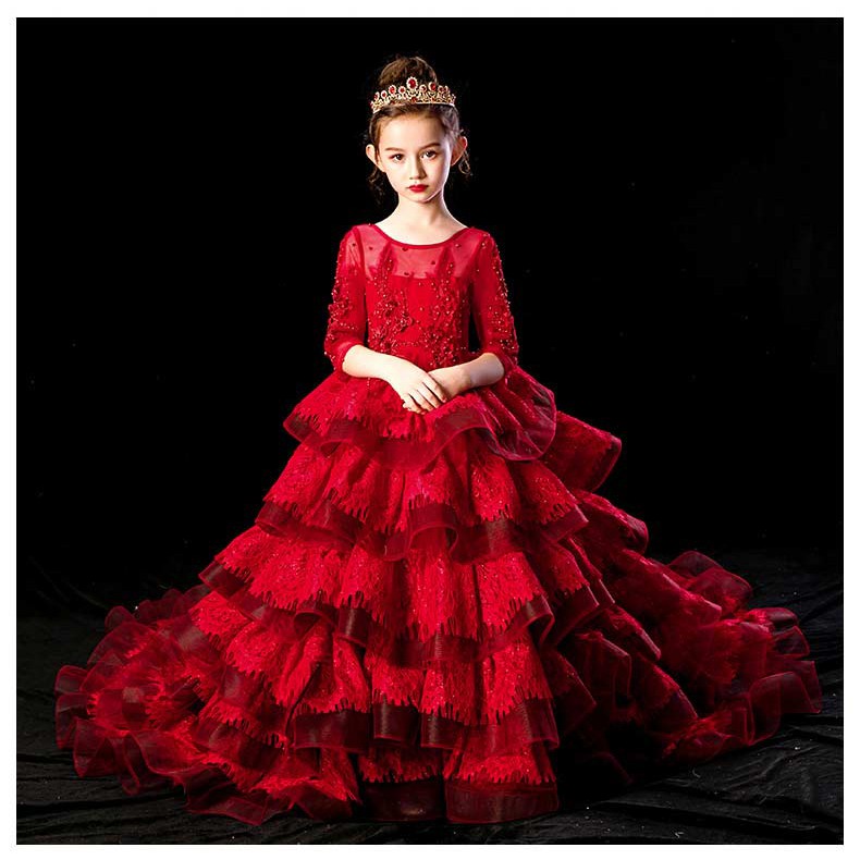 Gaun child girl gaun pengantin anak gaun pesta princess Lace Dress
