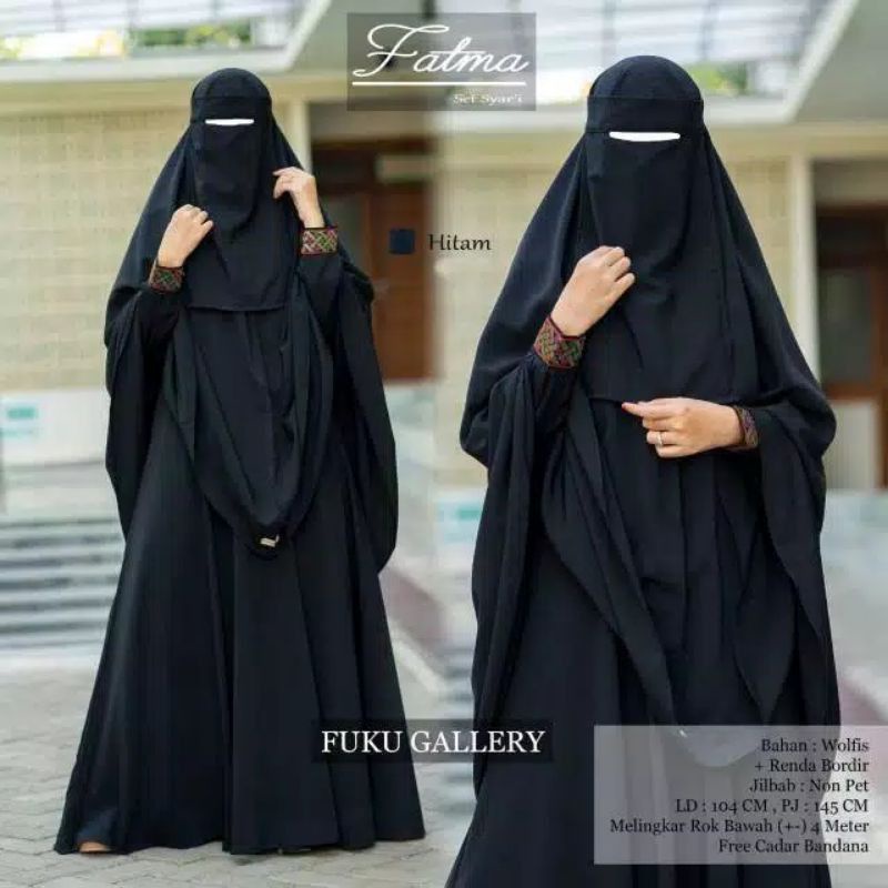 GAMIS PUTIH SYARI POLOS SET HIJAB PLUS CADAR FATMA SYARI