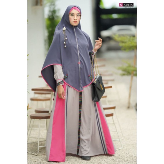 Set Gamis ALAYYA CLOUD GREY by Aulia Fashion