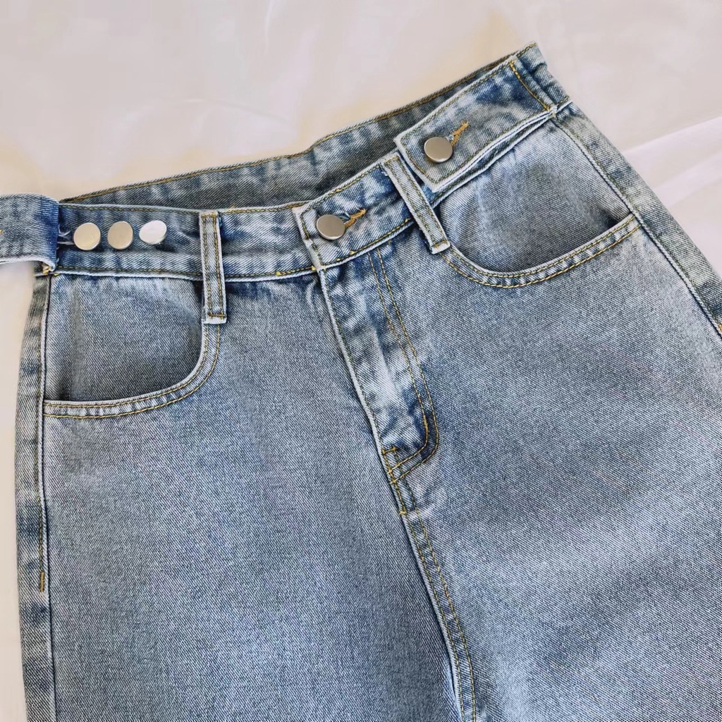 celana jeans wanita Highwaist Kulot Jeans Pinggang yang dapat disesuaikan