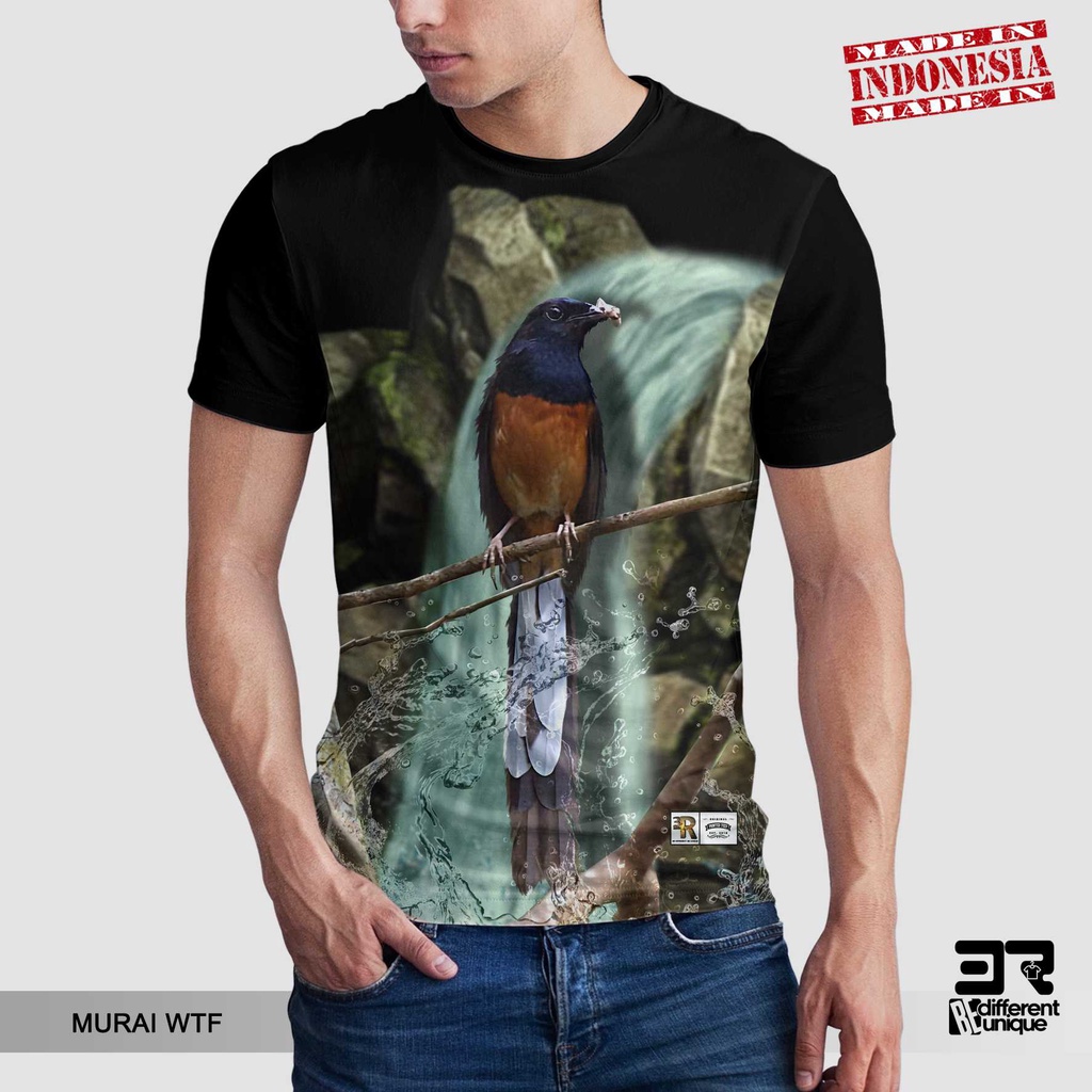 [ COD ] KAOS PRINTING GAMBAR BURUNG MURAI WATER FALL - BAJU DISTRO ORIGINAL GAMBAR HEWAN KUCICA SHAM