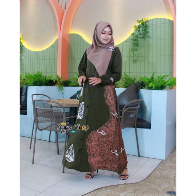 Twill NK Gamis Wayang Gunungan Army Wanita
