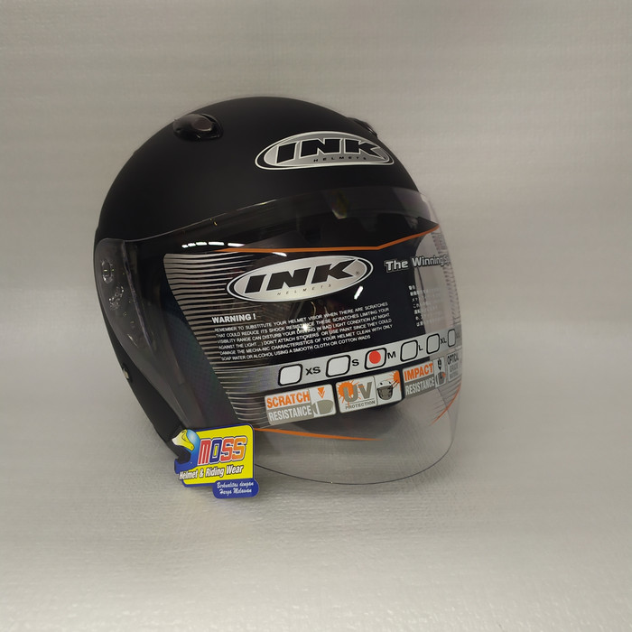 Helm INK Centro Polos Solid Hitam Doft | Halfface | Original-1