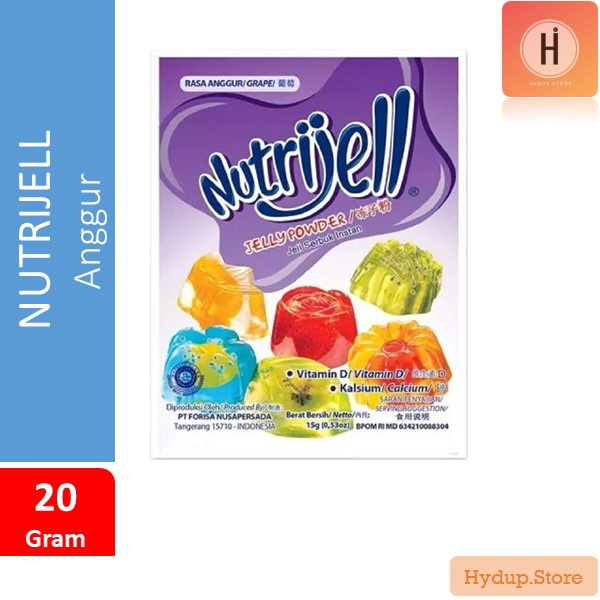 

Nutrijel | Nutrijell Jeli Serbuk Instant Kemasan Ekonomis 400 mL Rasa Anggur 10 Gr