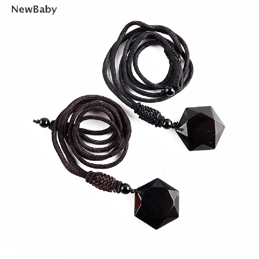 Newbaby Kalung Keberuntungan Liontin Batu Obsidian Alami Untuk Wanita