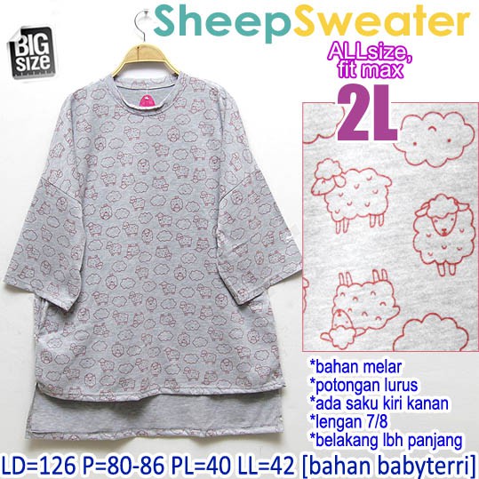 SHEEP SWEATER 2L,SWEATER JUMBO WANITA,SWEATER BIGSIZE WANITA,SWEATER MURAH WANITA JUMBO BIGSIZE