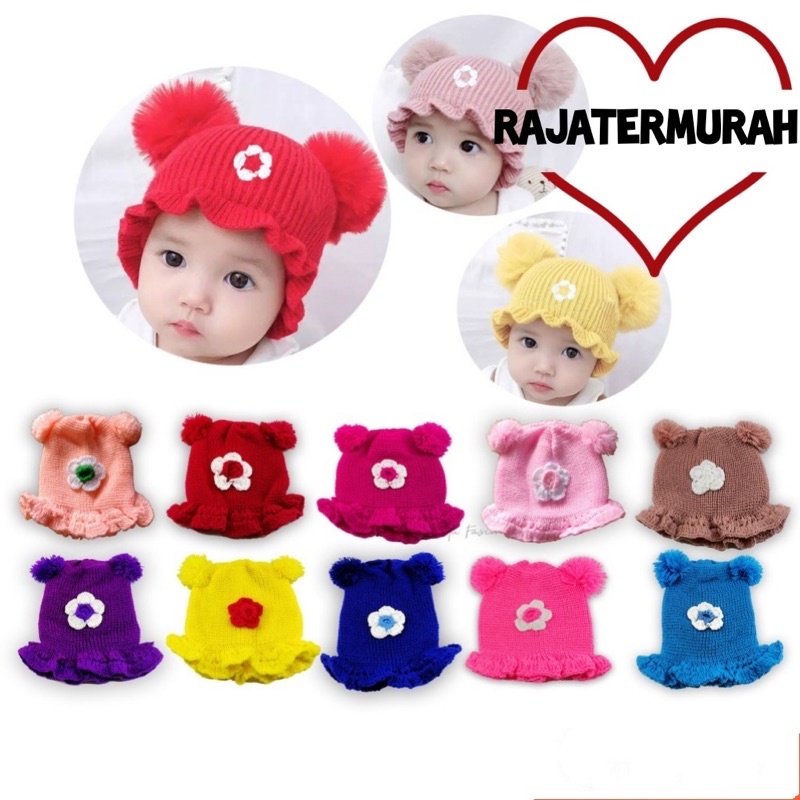 TOPI Rajut Bayi RENDA Bunga”(0-3Tahun)