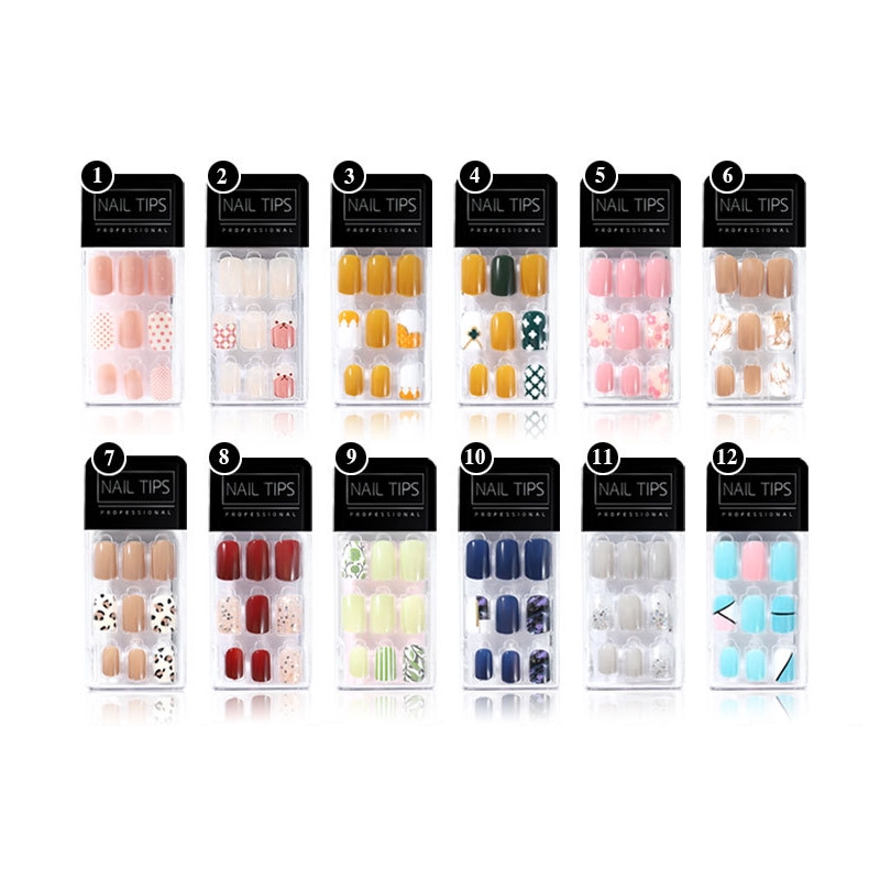 30 Pcs/box Kuku Palsu Full Cover 12 Desain Campur Reusable Detachable Untuk Dekorasi Nail Art