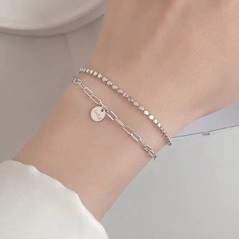 Korea Fashion Gelang Geometris Hadiah Pacar Gelang Lapis Ganda  Aksesoris