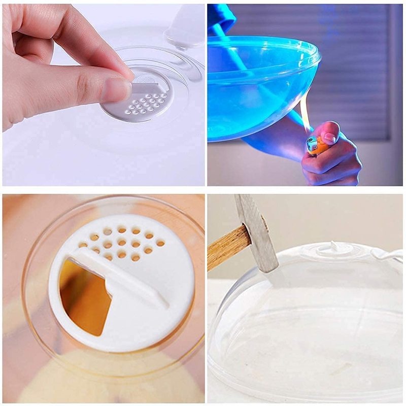 [1 Pc Pack Multifunctional Microwave Oven Food Cover] [Transparent Plastic Anti-Sputtering Reusable Cover With Handle] [Household Heat Resistant Food Lid Adjustable Steam Vents Holes]