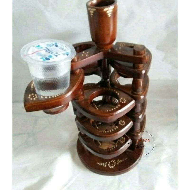 TEMPAT AQUA GELAS KAYU JATI