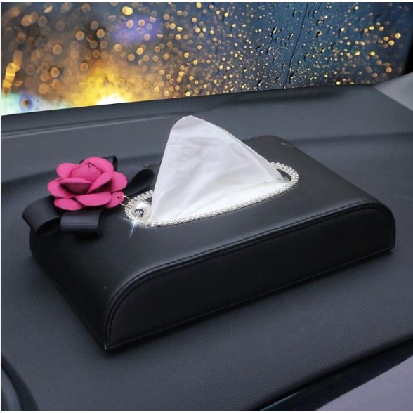 Kotak Tempat Tisu Bentuk D BLING DAD BUNGA PASSION FLOWER Mobil Car Dashboard Tissue Box Kulit