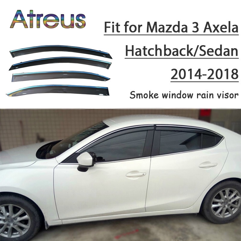 1 Set Visor Pelindung Kaca Jendela Mobil Mazda 3 Axela Bahan ABS 2014-2018