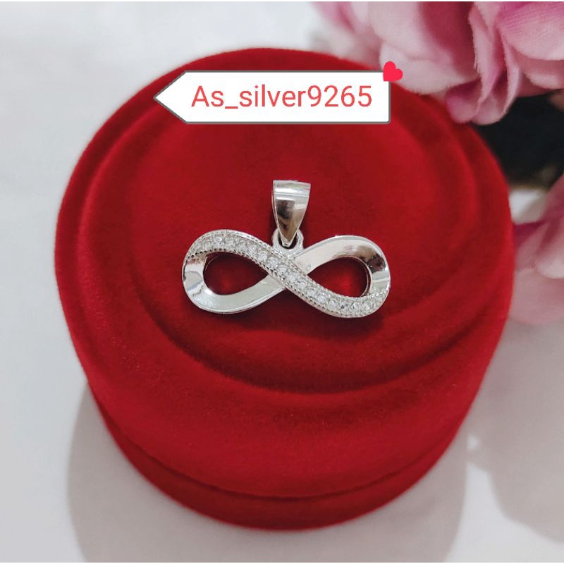 LIONTIN PERAK INFINITY ASLI SILVER 925 LAPIS MAS PUTIH-BANDULAN KALUNG WANITA