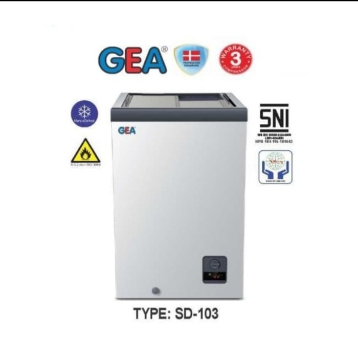 GEA SD-103 / SD103 Sliding Flat Glass Freezer / Glass Chest Freezer 103 Liter 115 Watt