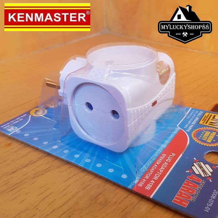 Kenmaster 418B Steker T Arde Adaptor 4 Arah Lubang Soket - Socket