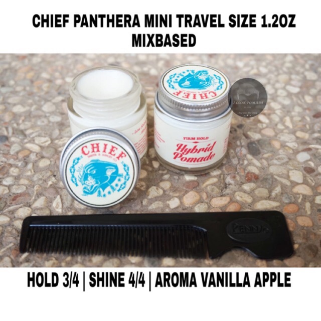 CHIEF PANTHERA HYBRID WHITE POMADE MINI TRAVEL SIZE 1.2 OZ HEAVY KEMASAN BELING FREE SISIR SAKU