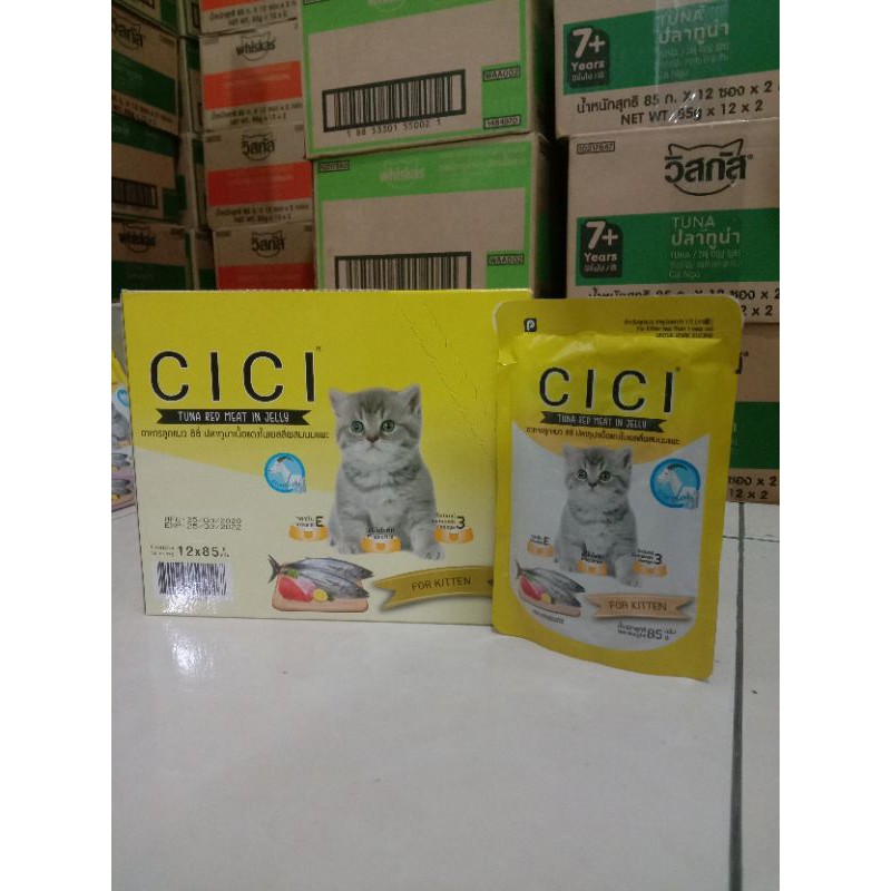 Makanan kucing Cici pouch 85g Tuna with goat milk Kitten