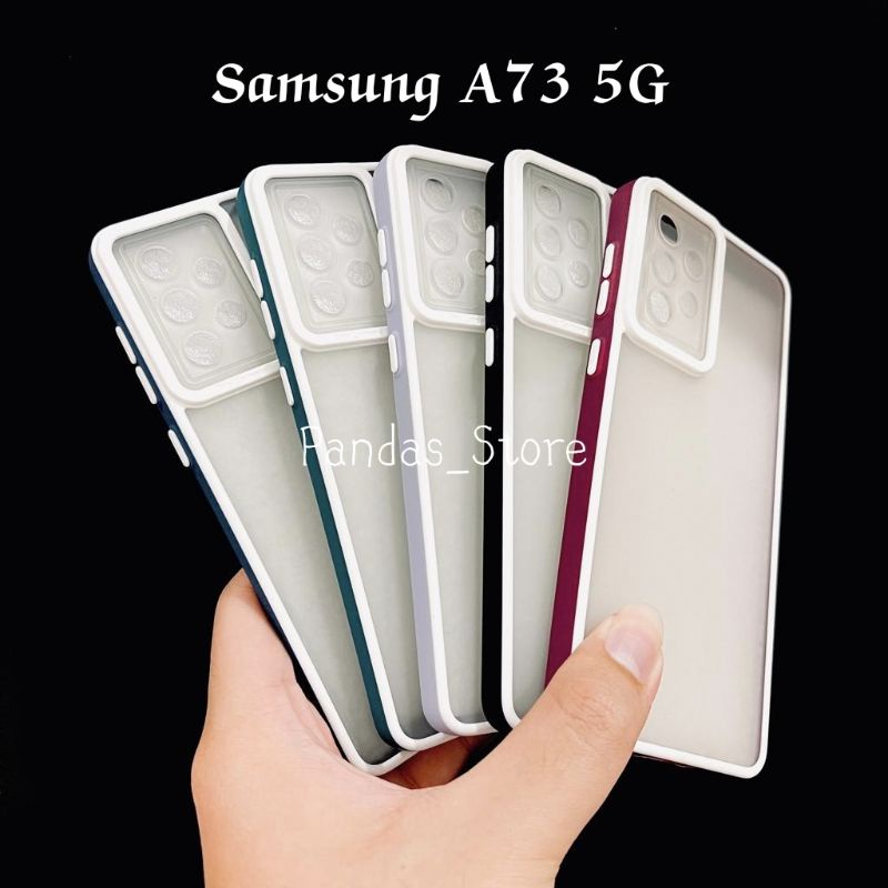 Pro Hybird Samsung A73 5G Softcase Halus dan Elegan / Pinggiran Garis Putih Keren (Pandas)