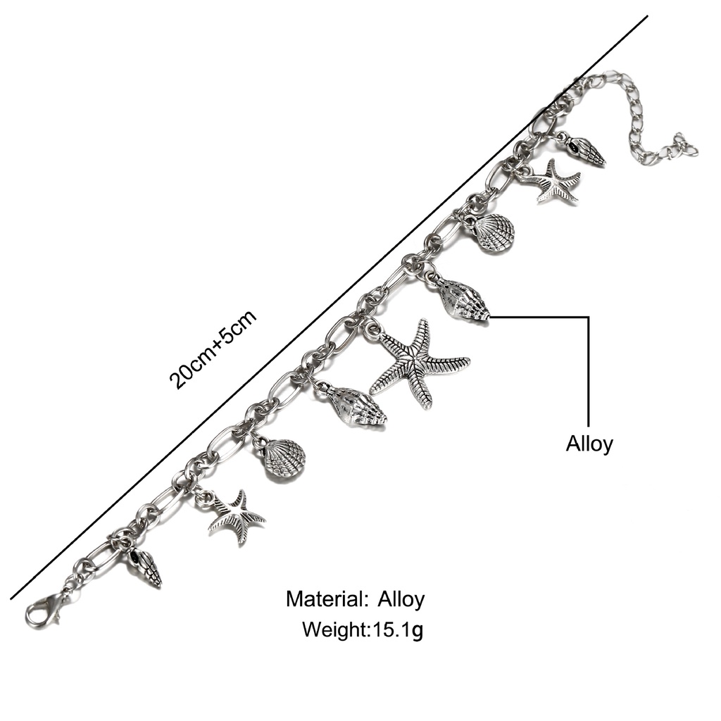 Eropa Dan Amerika Retro Sederhana Gelang Kaki Bintang Laut Keong Seri Laut Gelang Kaki Liontin