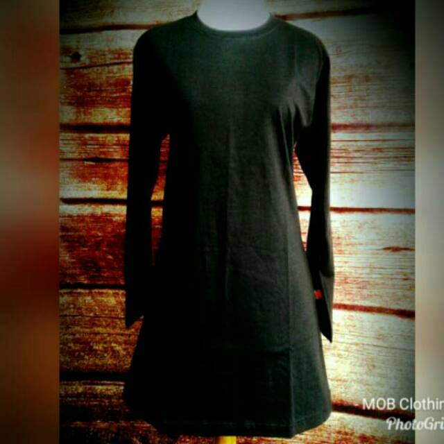 Kaos Cewe HITAM Polos Muslimah Hijabers Cotton Combed