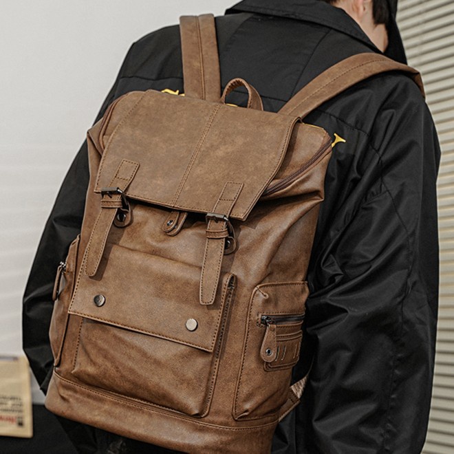 Tas Ransel Kulit Pria Tas Backpack Pria Tas Kulit Pria PHANTOM KHAKI