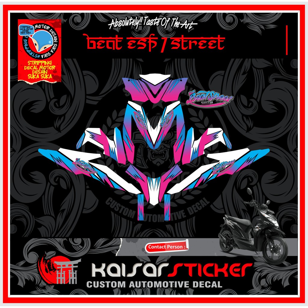 Sticker Decal Stiker Beat Esp - Street Tahun 2019 Design PinkBlue Full Body
